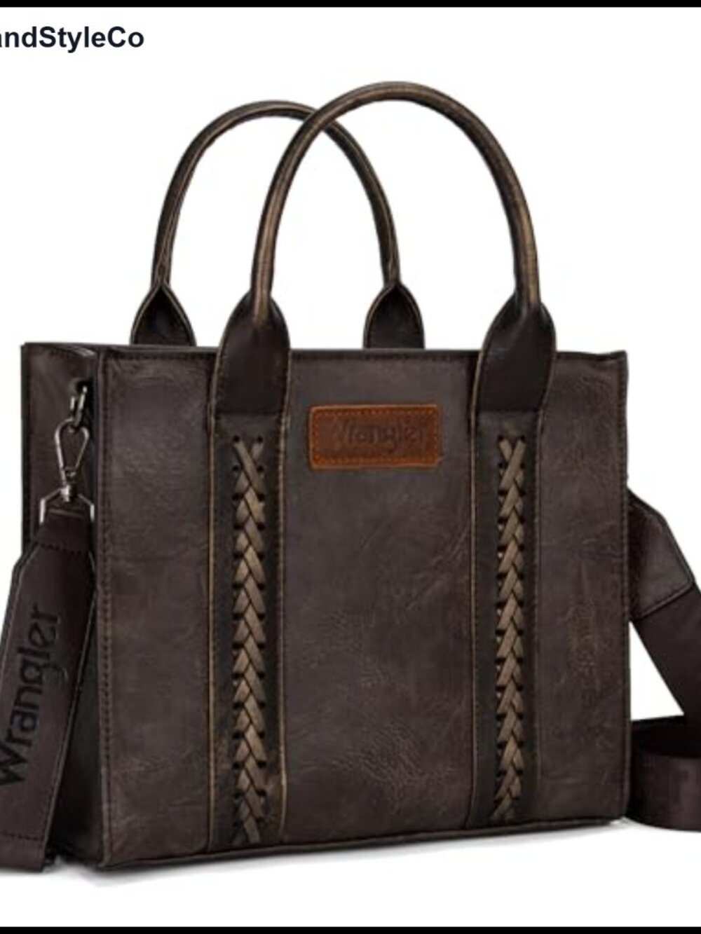 Vegan Leather Tote Bag Distressed Satchel With Adjustable Strap